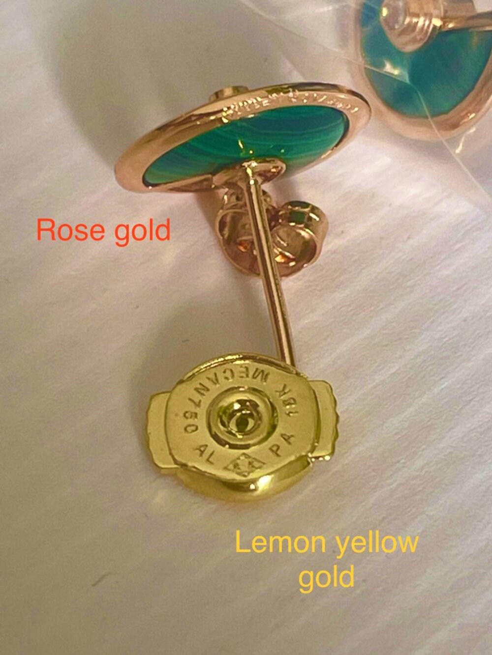 Cartier's Yellow Gold Pushbacks for YOUR Round Green Pin Earrings - Picture 1 of 6